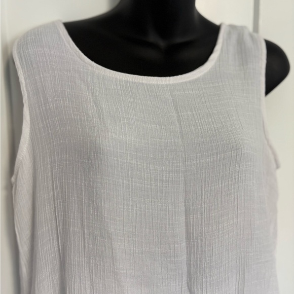 Casa Donna Linen Blend Layered Ruffled White Sleeveless Midi Dress Size Large - Picture 4 of 11